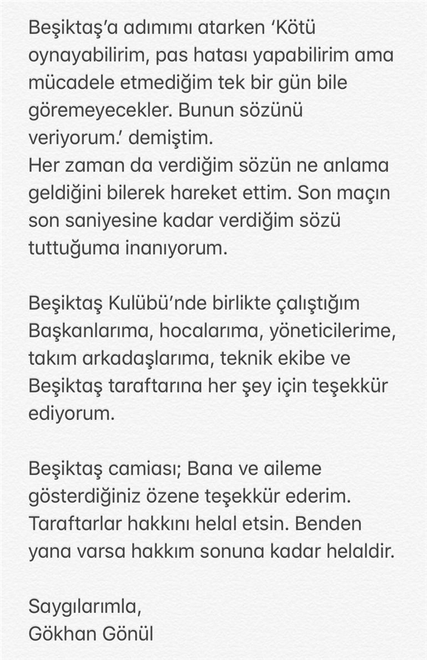 Gökhan Gönül Beşiktaş'a veda ettiğini açıkladı! Fenerbahçe...