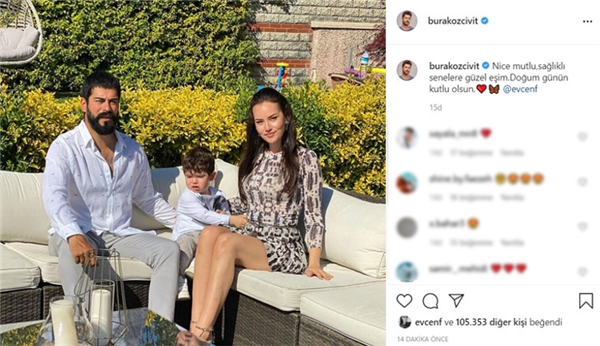Burak Özçivit'ten <a class='keyword-sd' href='/fahriye-evcen/' title='Fahriye Evcen'>Fahriye Evcen</a>'e doğum günü mesajı: Nice mutlu senelere güzel eşim