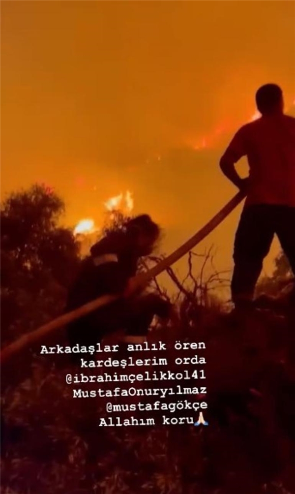 Yangınla mücadeleye oyuncu İbrahim Çelikkol da katıldı