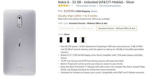 Nokia 6'ya Farklı Renk Seçenekleri Geldi!