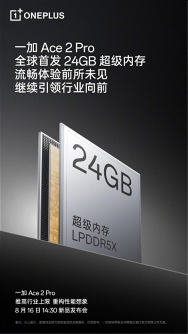 OnePlus Ace 2 Pro, 24GB LPDDR5X RAM ile geliyor