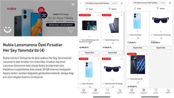 Vodafone, ZTE'nin Nubia markalı ürünlerini Türkiye'de müşterilerine sunan ilk ve tek operatör oldu