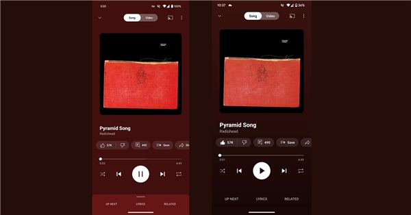 YouTube Music, Şimdi Yürütülüyor Modunda Gradyan Arka Planı Test Ediyor