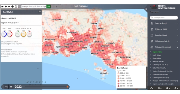 TÜİK Coğrafi İstatistik Portalı güncellendi! Detaylı nüfus haritası eklendi