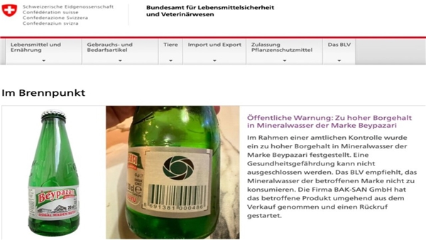 Beypazarı <a class='keyword-sd' href='/maden/' title='Maden'>Maden</a> Suyu İsviçre'de Yasaklandı