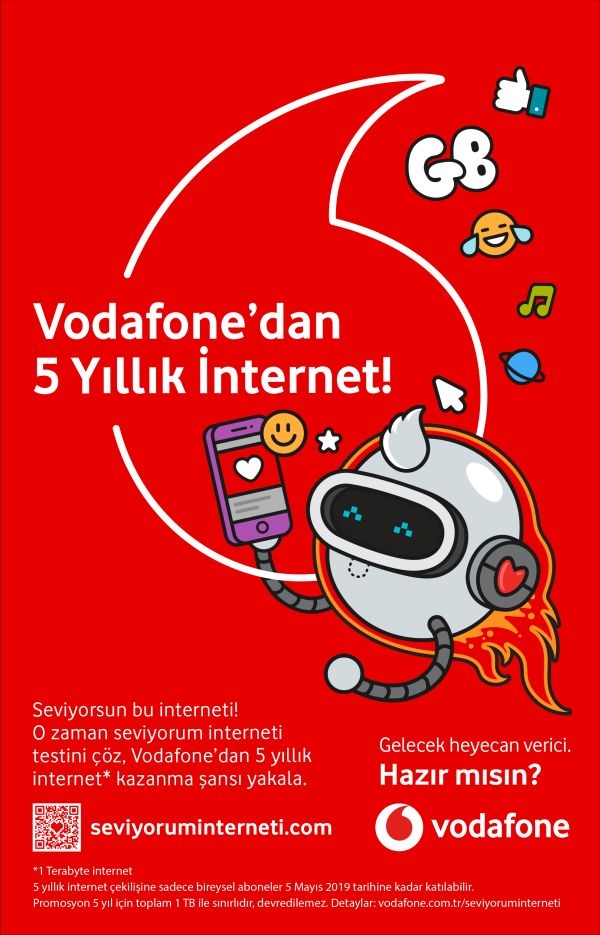 Vodafone, Çekilişle 1 Kişiye 5 Yıllık Bedava İnternet Hediye Edecek