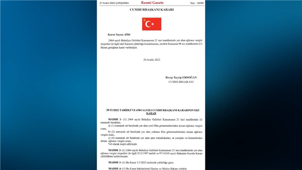 Resmi Gazete'de yayınlandı! Eğlence vergileri kalktı