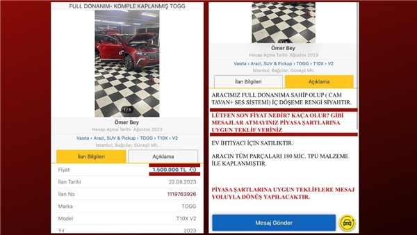 Ticaret Bakanlığı, Togg'ların pahalı satış ilanlarına müdahale ediyor