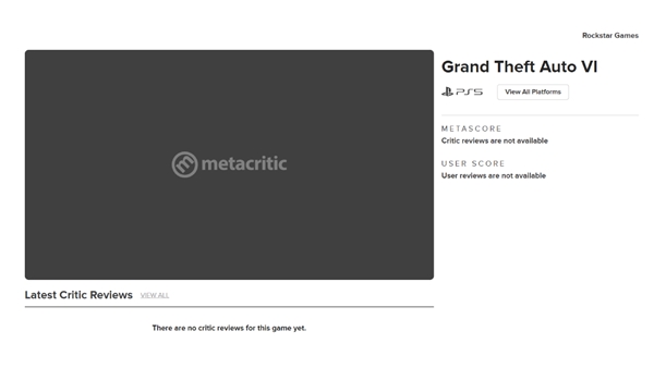 GTA 6 için Metacritic sayfası açıldı!