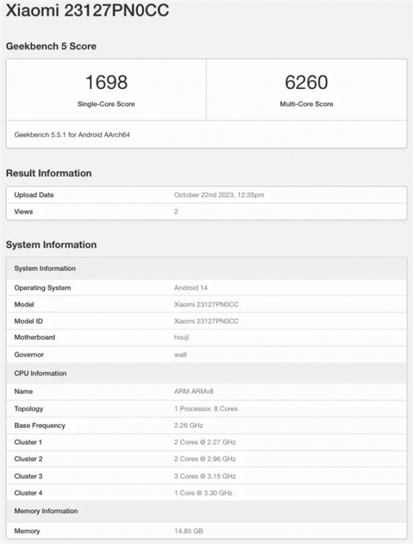 Xiaomi 14 Serisi Performans Testinde Göründü