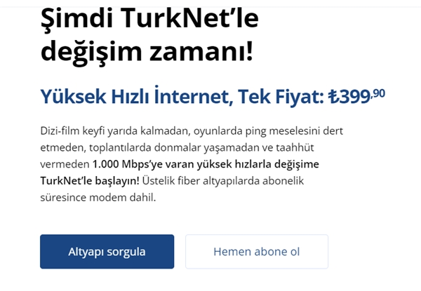 TurkNet, 2024 yılında internet fiyatlarını açıkladı