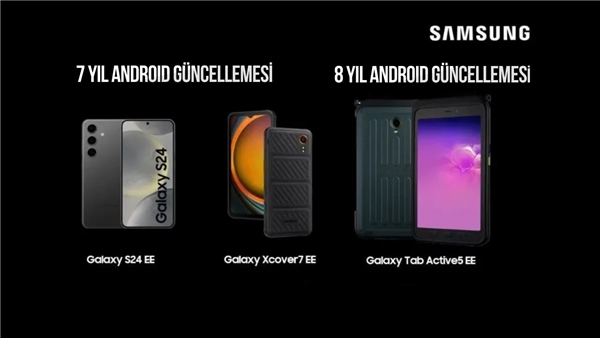 <a class='keyword-sd' href='/samsung-galaxy/' title='Samsung Galaxy'>Samsung Galaxy</a> Tab Active 5 EE için 8 Yıl Android Güncelleme Sözü