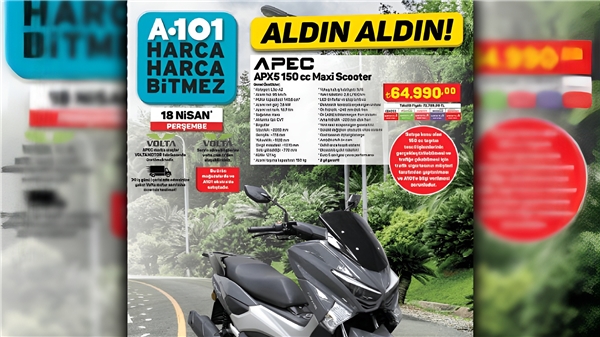 A101 APEC APX5 150 cc Maxi Scooter Özellikleri ve Fiyatı