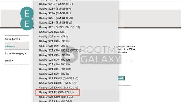 Samsung Galaxy S24 FE, İngiltere'de operatör veri tabanında görüntülendi