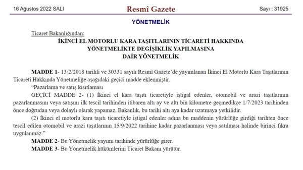 İkinci el otomobil satışı yasağı yargıya taşınıyor!