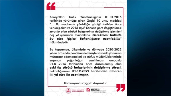 Ehliyet yenileme süresi uzatıldı