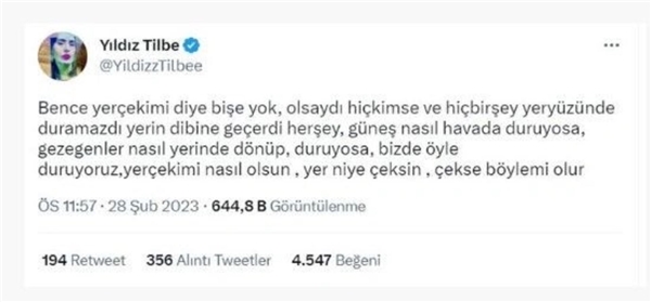 Yıldız Tilbe... 'BENCE YER ÇEKİMİ YOK!'